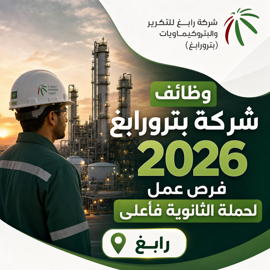 وظائف شركة بترورابغ - وظائف شركة بترورابغ 2026: فرص عمل لحملة الثانوية فأعلى