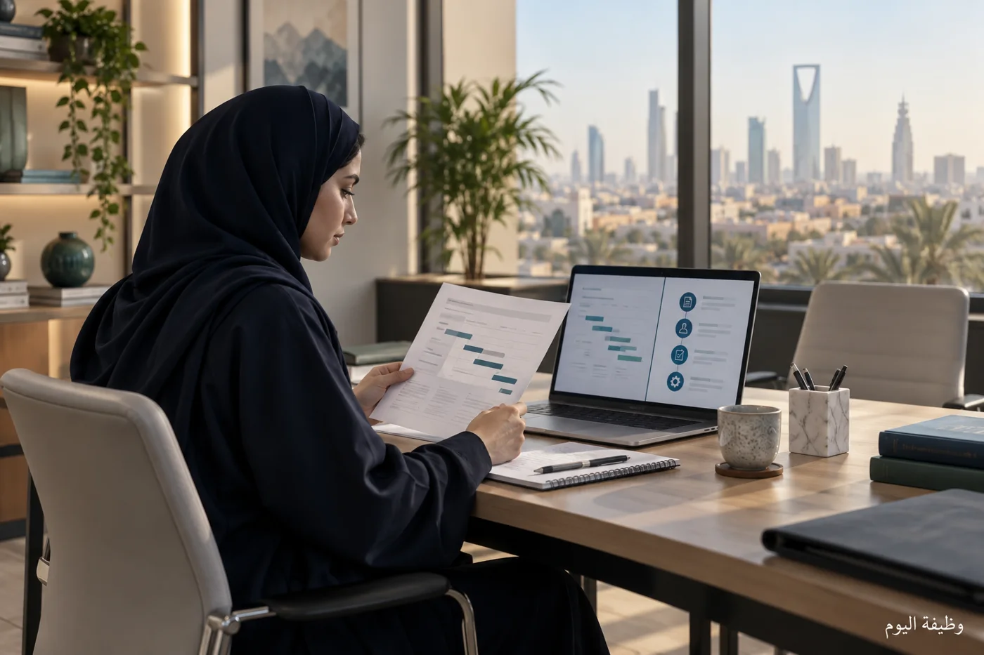 صورة توضيحية لمراجعة خطة مشروع ومتطلبات تطبيق على مكتب مهني