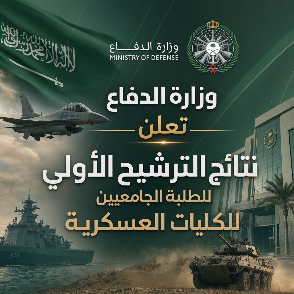 وظائف وزارة الدفاع - وزارة الدفاع تعلن نتائج الترشيح الأولي للطلبة الجامعيين للكليات العسكرية