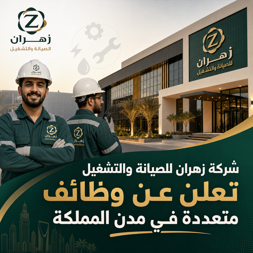 وظائف شركة زهران - شركة زهران للصيانة والتشغيل تعلن عن وظائف متعددة في مدن المملكة