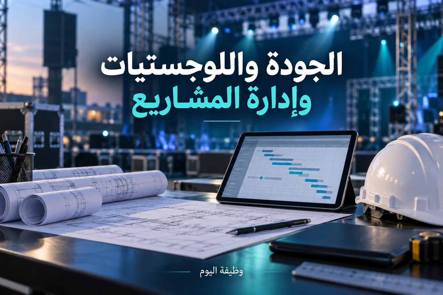 صورة توضيحية للجودة واللوجستيات وإدارة المشاريع بعلامة وظيفة اليوم، لا تمثل موقعًا فعليًا لجسارة