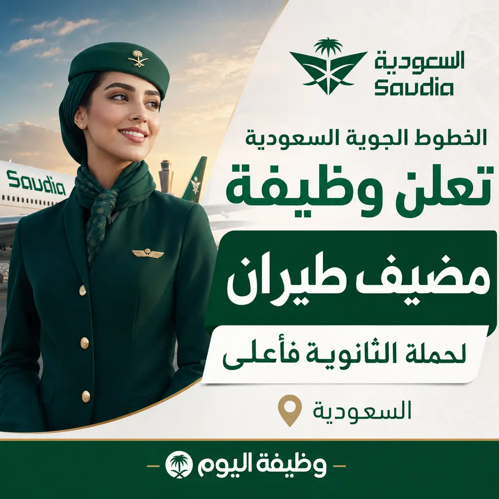 وظيفة مضيف طيران في السعودية - الخطوط الجوية السعودية تعلن وظيفة مضيف طيران لحملة الثانوية فأعلى